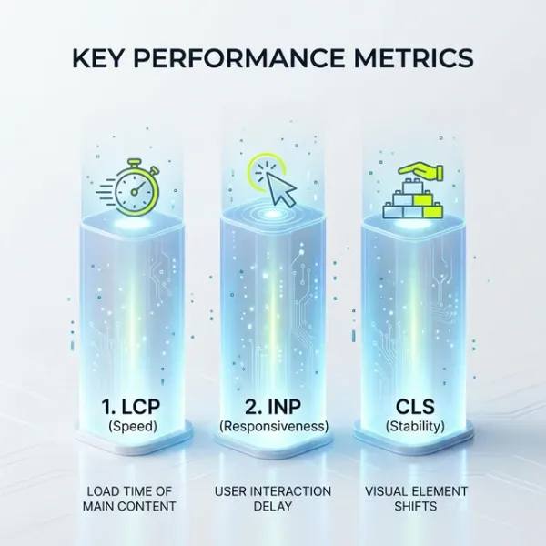 Die drei Säulen der Core Web Vitals: LCP, INP und CLS erklärt