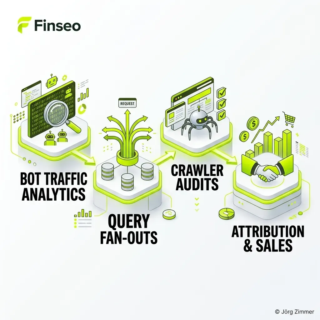 Finseo Kernfunktionen: Bot Traffic, Query Fan-Outs und Crawler Audits