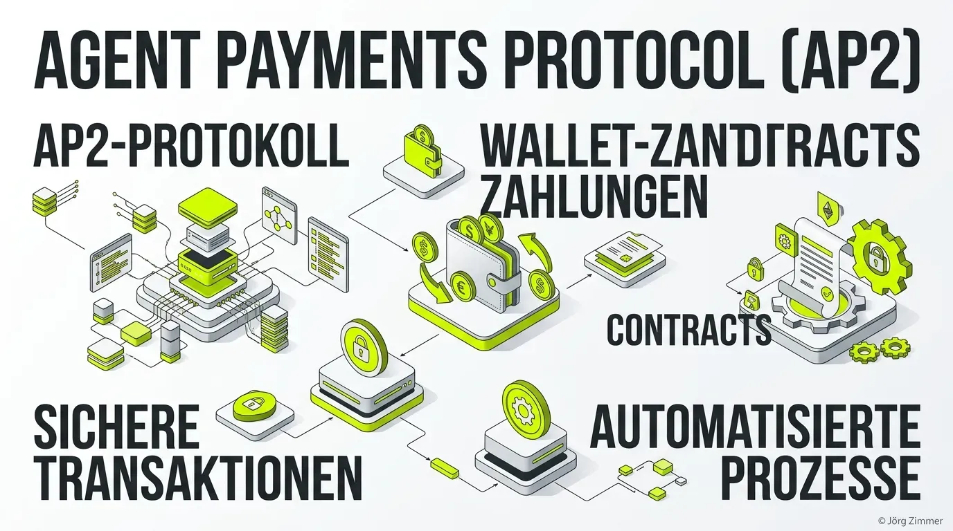Agent Payments Protocol AP2, Wallet Transactions, Smart Contracts - 3D Infografik
