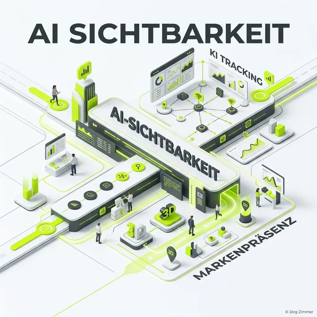 3D Illustration AI Visibility in grün und weiß