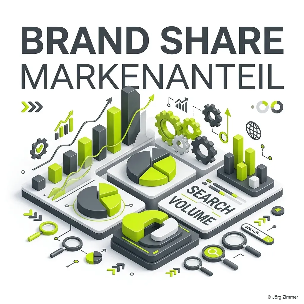 3D Illustration Brand Share in grün und weiß