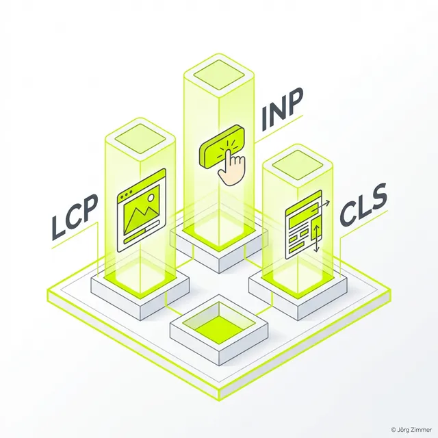 Core Web Vitals 3D Infografik - Die UX-Rankingfaktoren von Google