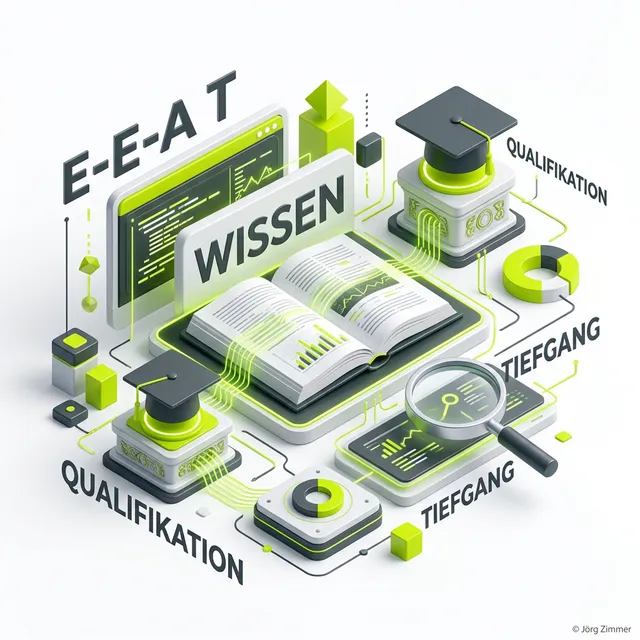 Expertise (E-E-A-T) 3D Infografik - Tiefgreifendes Fachwissen als Qualitätsfaktor
