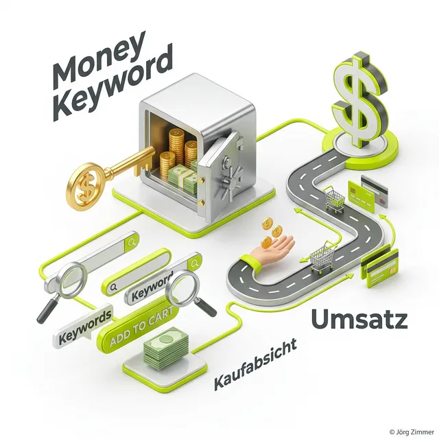 Money Keyword 3D Infografik - Kaufabsicht und Umsatz
