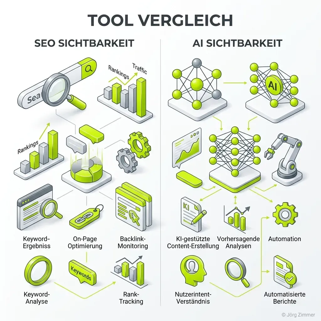 SEO Visibility Tools vs AI Visibility Tools Infografik