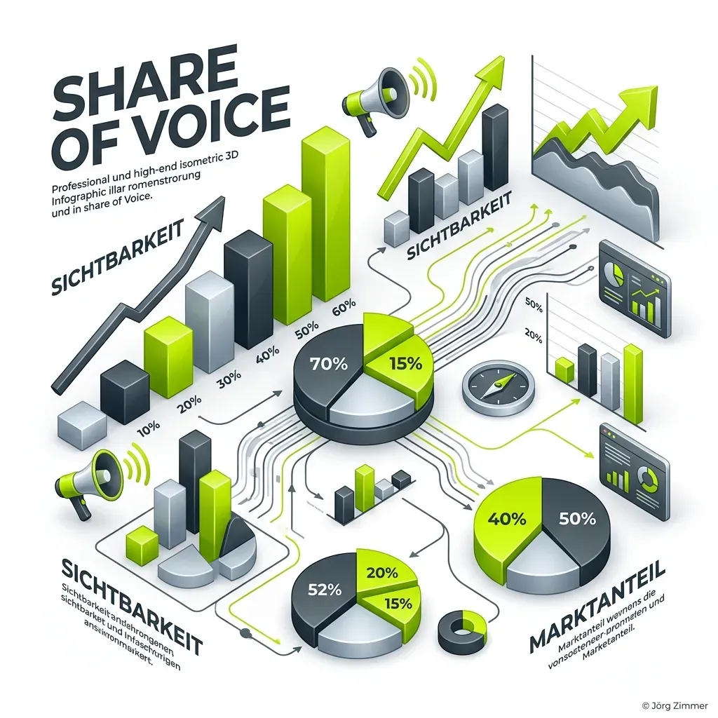 3D Illustration Share of Voice in grün und weiß