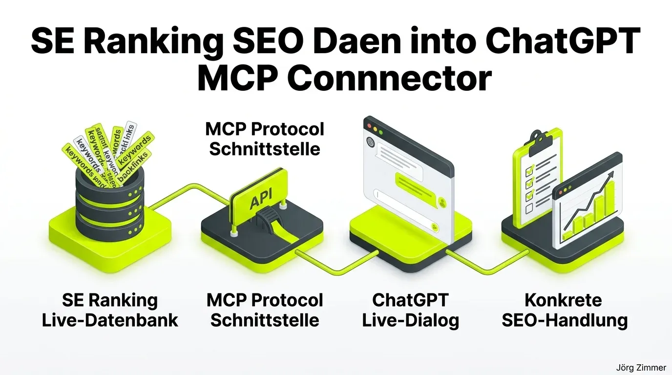 SE Ranking MCP Connector ChatGPT Workflow 3D-Infografik