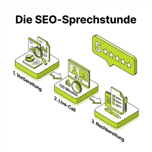 SEO-Sprechstunde Bewertung: 5 Sterne von Ronny – Prozess von Vorbereitung bis Maßnahmenplan