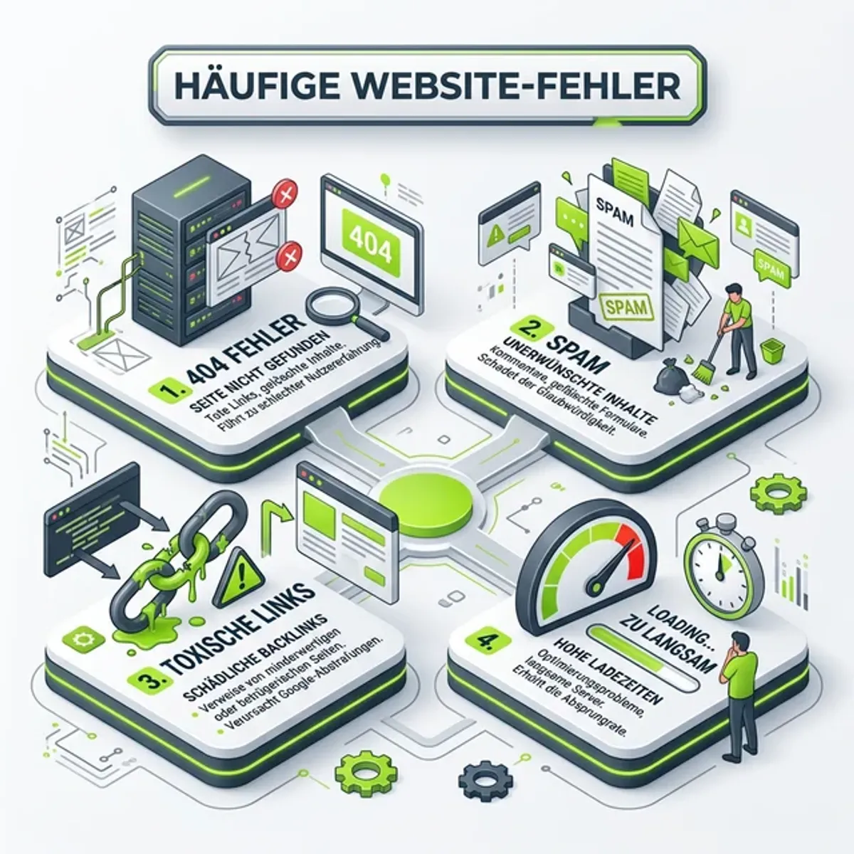 Häufige SEO Fehler und deren Lösungen - Infografik