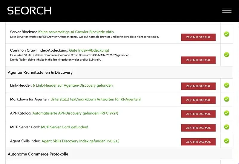 SEORCH AI und GEO Check für AI Readiness