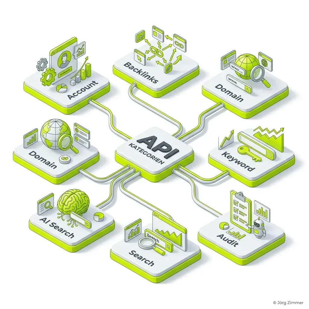6 API-Kategorien als Mindmap mit Endpunkten