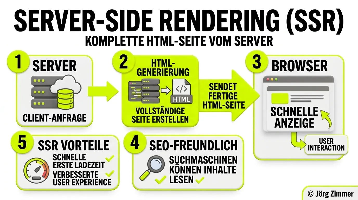 SSR Server-Side Rendering Infografik mit kompletter HTML Generierung
